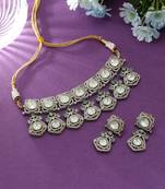 Pista green color choker american diamond necklace set