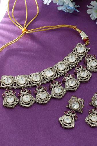 Rani color choker american diamond necklace set