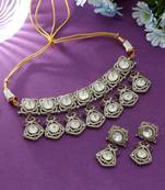 rani color choker american diamond necklace set