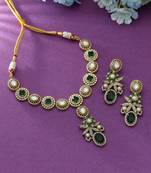 green color american diamond necklace set with earrings