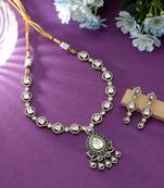 green american diamond necklace set with earrings