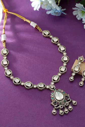 Multi color american diamond necklace set