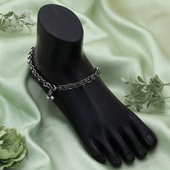 daily wear oxidised silver anklet 1