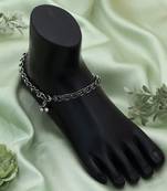 Silver color oxidised anklet