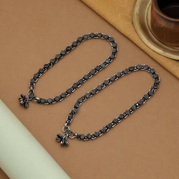 daily wear oxidised silver anklet 2