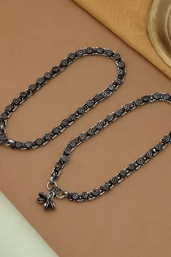 daily wear oxidised silver anklet