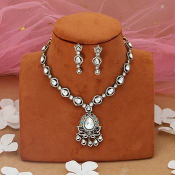 multicolor american diamond necklace and earrings set  2
