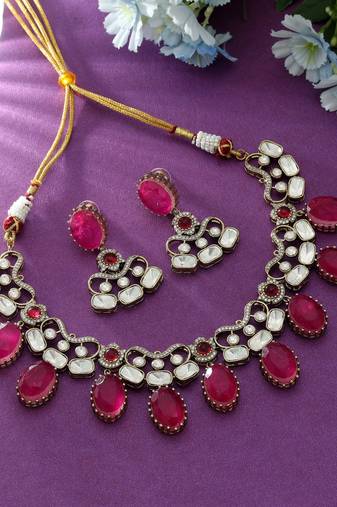 Rani color american diamond necklace set