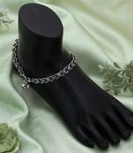 Silver color oxidised anklet