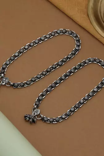 stylish oxidised silver tone anklet 
