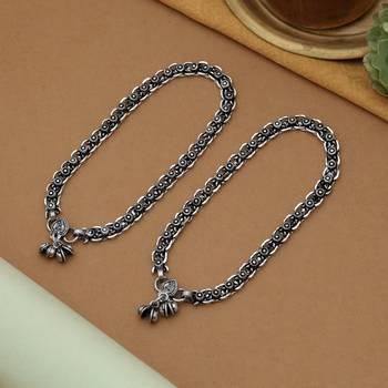 Silver color oxidised anklet 2
