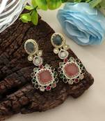 Peach color american diamond earrings