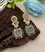 stylish pista green american diamond earrings