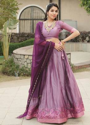 Wine Color Silver-Golden Zari Weaving Work Silk Lehenga Choli With Unstitched Blouse 2