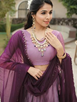 Wine Color Silver-Golden Zari Weaving Work Silk Lehenga Choli With Unstitched Blouse 4