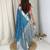 Teal banarasi satin silk zari weaving saree with embroiderd blouse piece