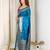Teal banarasi satin silk zari weaving saree with embroiderd blouse piece