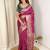 Magenta banarasi satin silk zari weaving saree with embroiderd blouse piece