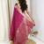Magenta banarasi satin silk zari weaving saree with embroiderd blouse piece