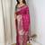 Magenta banarasi satin silk zari weaving saree with embroiderd blouse piece
