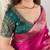 Magenta banarasi satin silk zari weaving saree with embroiderd blouse piece