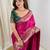 Magenta banarasi satin silk zari weaving saree with embroiderd blouse piece