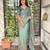 Teal organza zari weaving embroiderd saree with embroiderd blouse piece