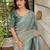 Teal organza zari weaving embroiderd saree with embroiderd blouse piece