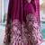 Wine sequins & embroidered work silk blend stitched kurta gown & dupatta