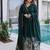 Green sequins & embroidered work silk blend stitched kurta gown & dupatta