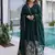 Green sequins & embroidered work silk blend stitched kurta gown & dupatta