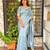 Blue tussar cotton embroidery work saree with matching blouse piece