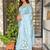 Blue tussar cotton embroidery work saree with matching blouse piece