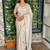 Cream tussar cotton embroidery work saree with matching blouse piece