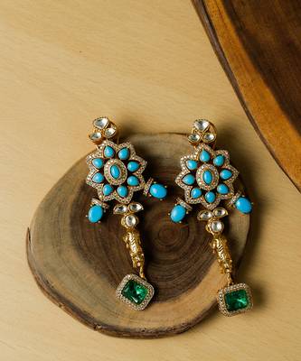 Blue stone gold plated necklace set 2