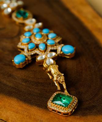 Blue stone gold plated necklace set 4