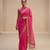 pink organza saree with embroidered zari work designs