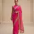 Pink embroidered organza saree set