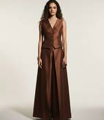 brown satin linen co-ord set for women