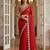 Red faux georgette embroiderd sequence work saree with matching blouse piece