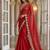 Red faux georgette embroiderd sequence work saree with matching blouse piece
