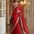 Red faux georgette embroiderd sequence work saree with matching blouse piece
