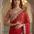 Red faux georgette embroiderd sequence work saree with matching blouse piece
