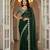 Green faux georgette embroiderd sequence work saree with matching blouse piece