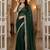 Green faux georgette embroiderd sequence work saree with matching blouse piece