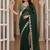 Green faux georgette embroiderd sequence work saree with matching blouse piece
