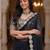 Black faux georgette embroiderd sequence work saree with matching blouse piece