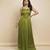 Green silk embroidered dress