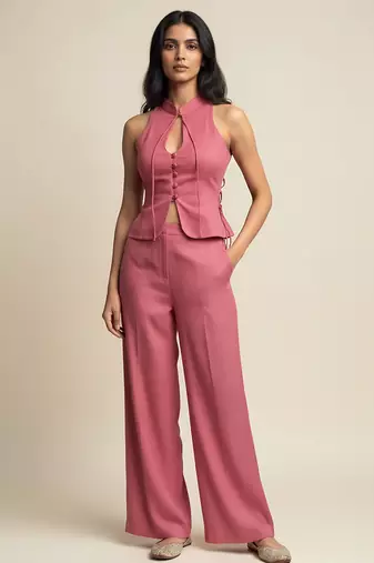 Rose pink chanderi co-ord set
