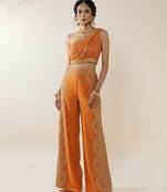 Orange silk embroidered co-ord set